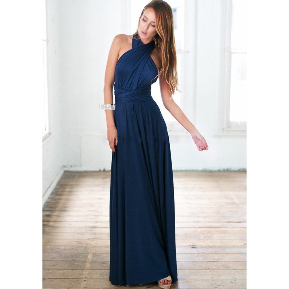 Long Dress with Multiple Styles for Different Looks - Eva-Blue-S-Nora Luxe