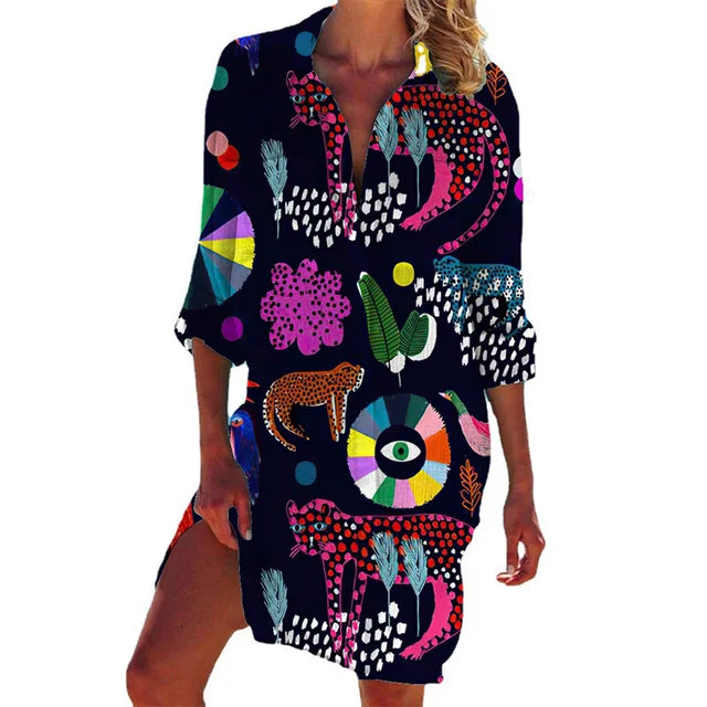 Long Hawaii Blouse with Floral Print – Zoë-Black-S-State of Style