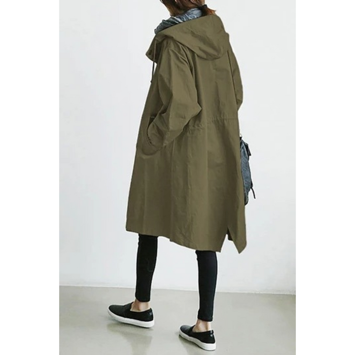 Long Ladies Trench Coat with Hood - Isabelle-Green-S-Nora Luxe