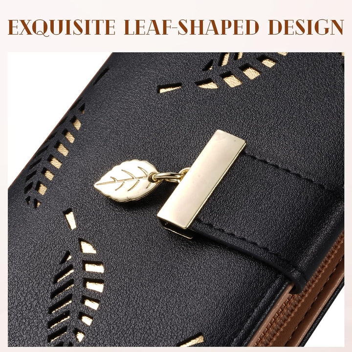 Long Leaf Leather Wallet - Leanne-Pink-Nora Luxe