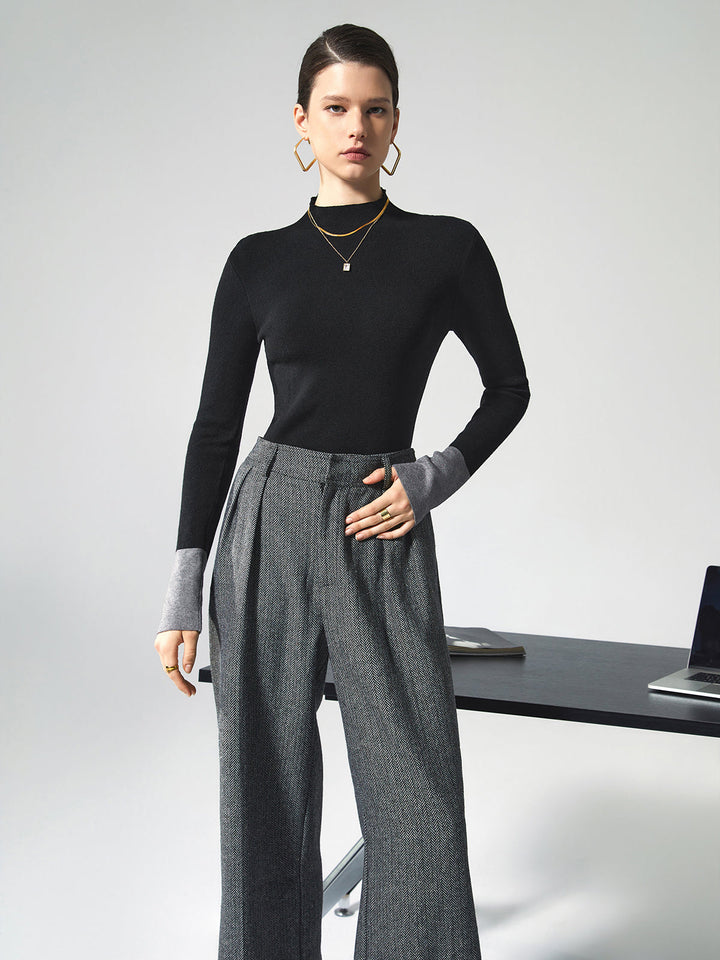 Long Sleeve Contrast Top for Women - Lana-Black-XS-Nora Luxe