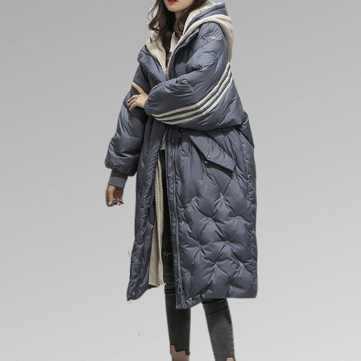 Long Women's Down Winter Coat - Sophie-Blue-M-Nora Luxe