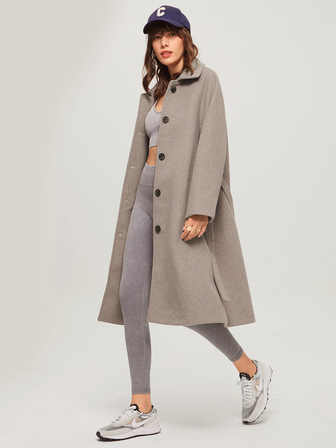 Long Women's Winter Coat - Isolde-Grey-XS-Nora Luxe