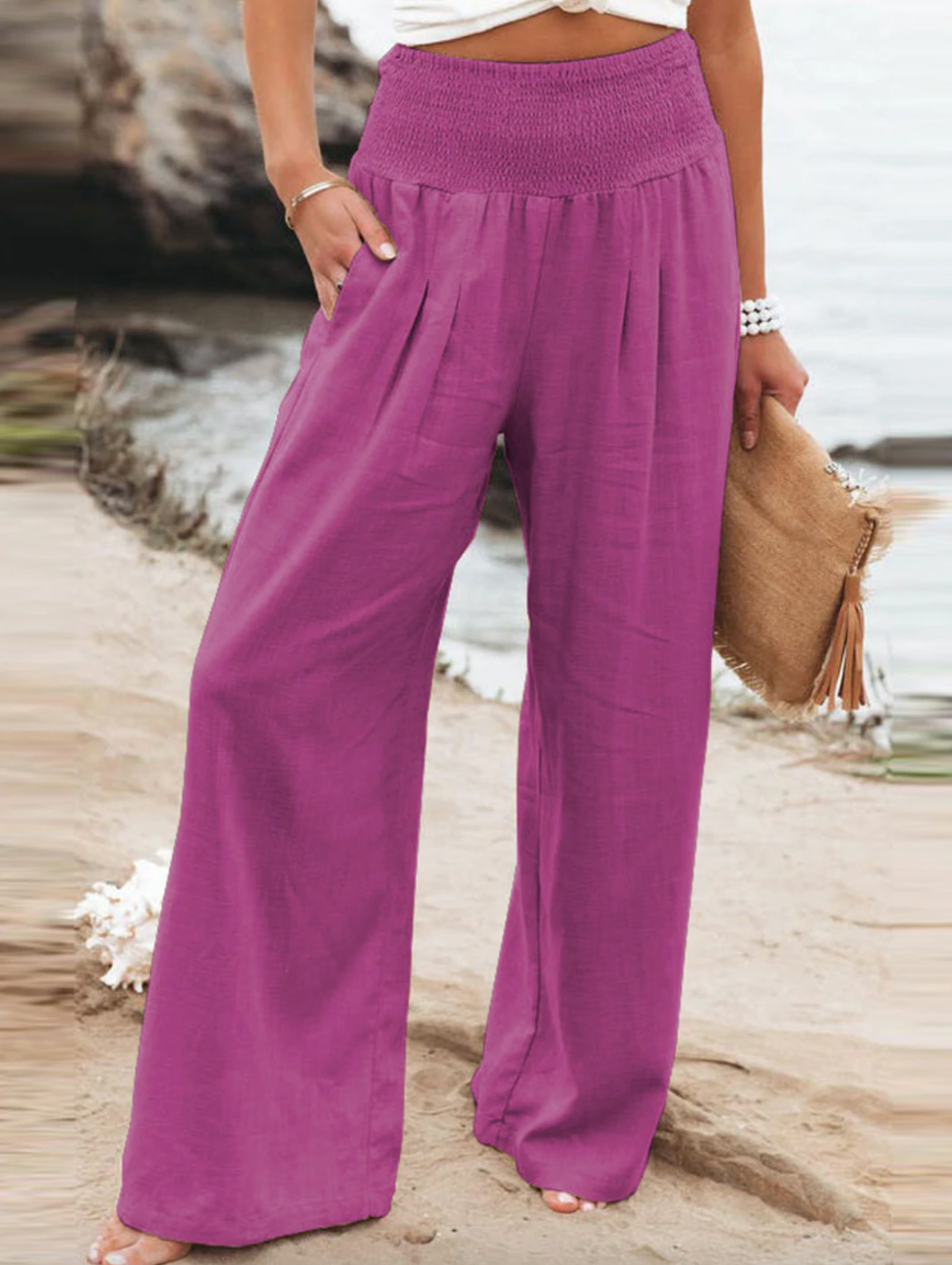 Loose Fit Trousers - BreezeEase-Pink-32-34-Nora Luxe