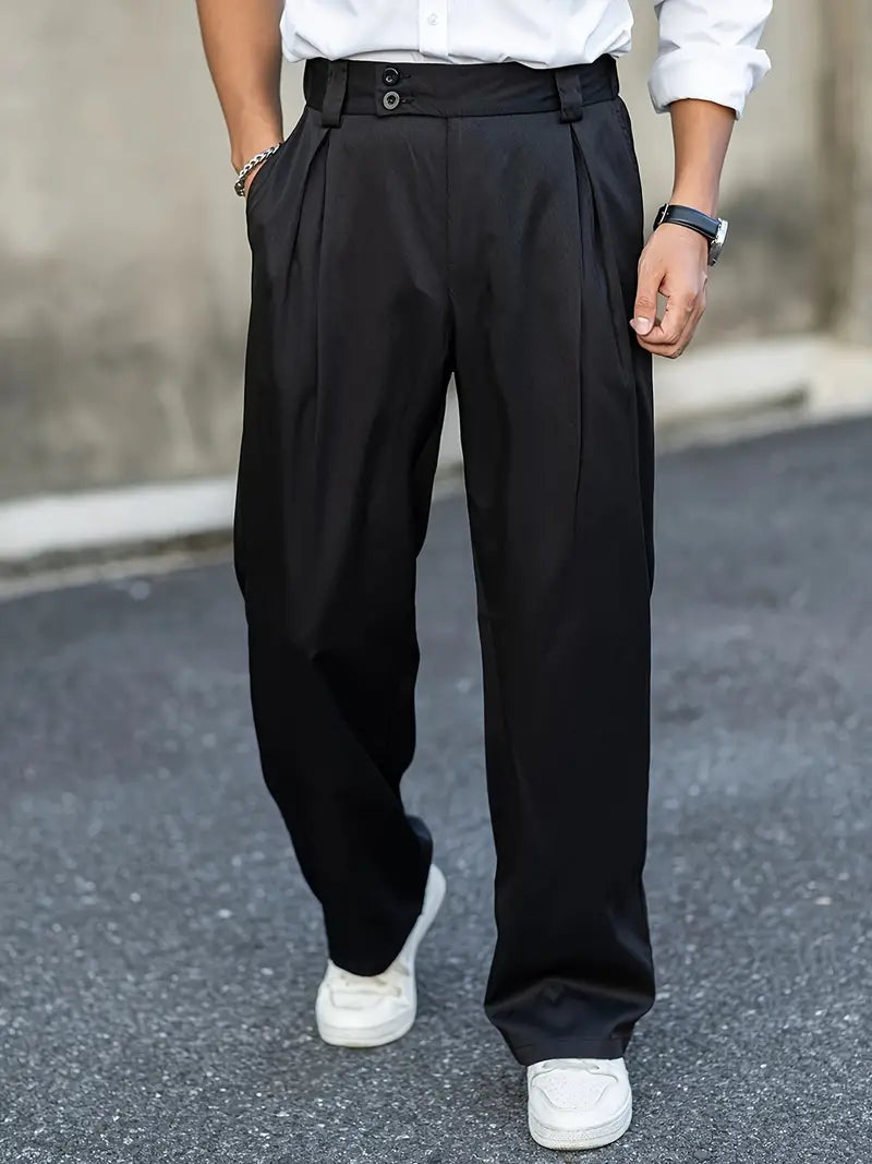 Loose-fitting trousers with pleats – Matteo-Black-S-Nora Luxe