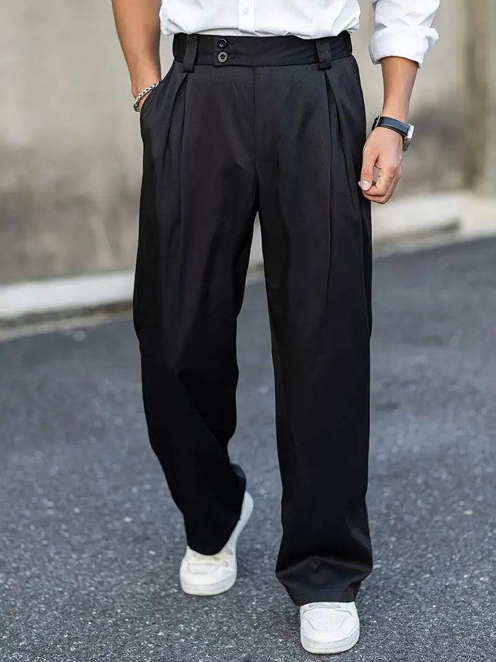 Loose-fitting trousers with pleats – Matteo-Black-S-Nora Luxe