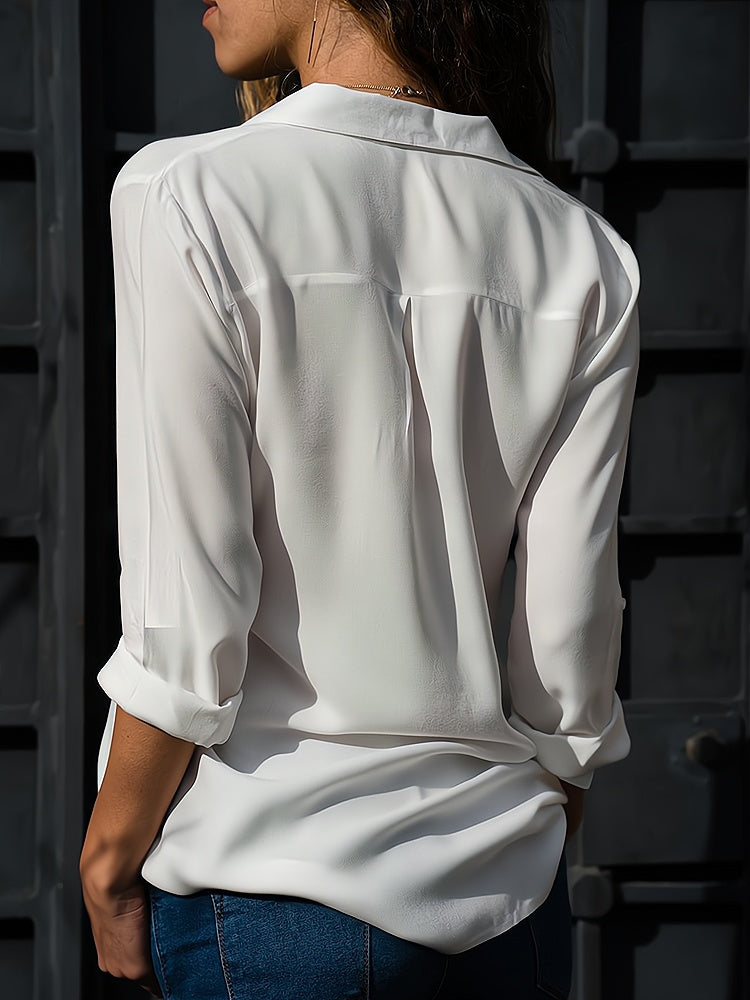 Loose ladies' blouse with button placket – Isabella-Gray-S-Nora Luxe