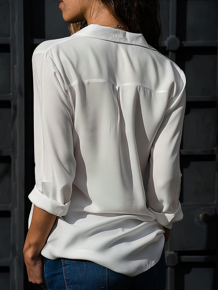 Loose ladies' blouse with button placket – Isabella-Gray-S-Nora Luxe