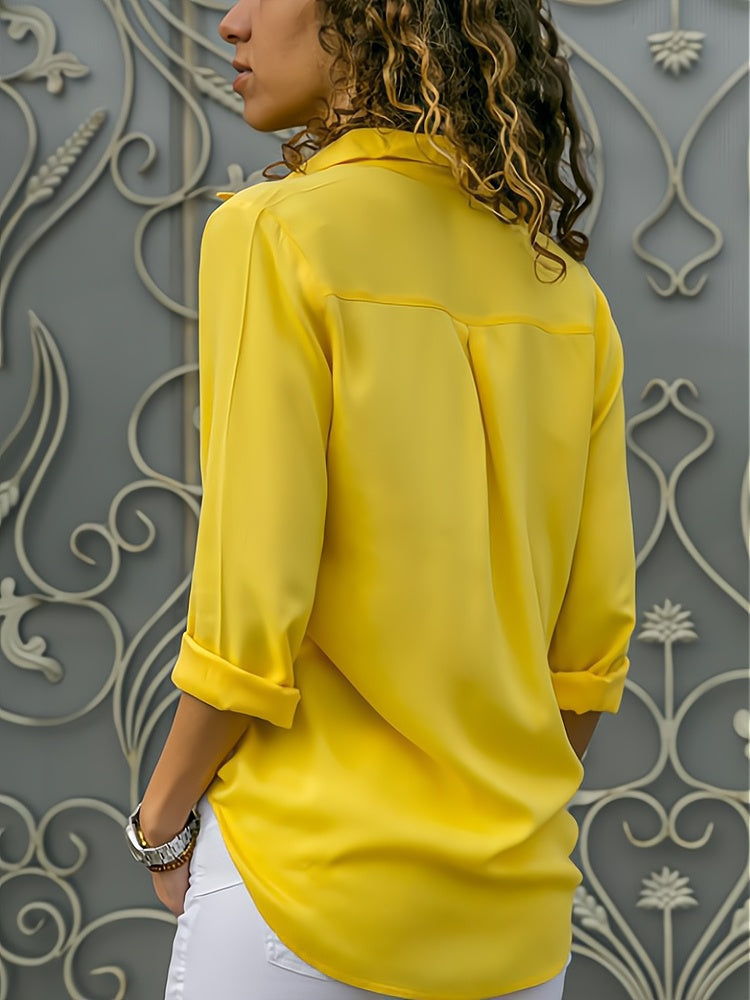 Loose ladies' blouse with button placket – Isabella-Gray-S-Nora Luxe