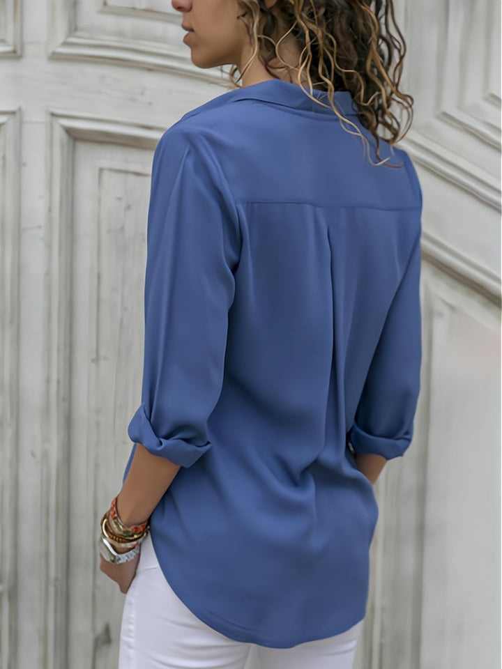 Loose ladies' blouse with button placket – Isabella-Gray-S-Nora Luxe