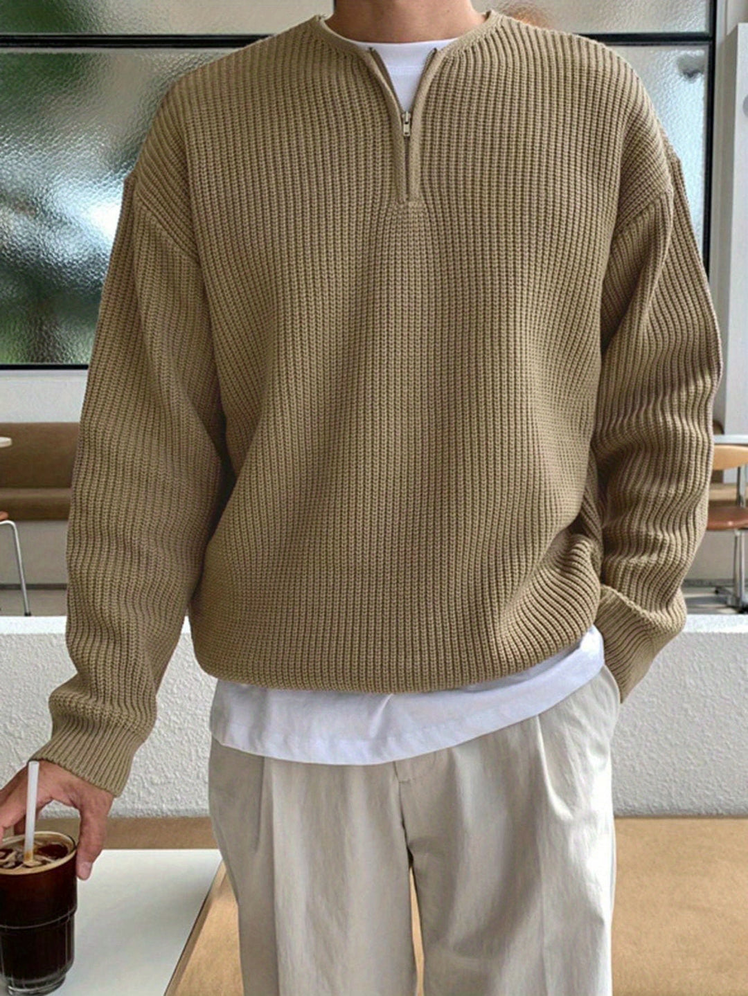 Loose Striped Knitted Sweater for Men - Ronan-Brown-XS-Nora Luxe
