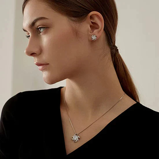Love Knot Necklace and Earrings Set-Nora Luxe