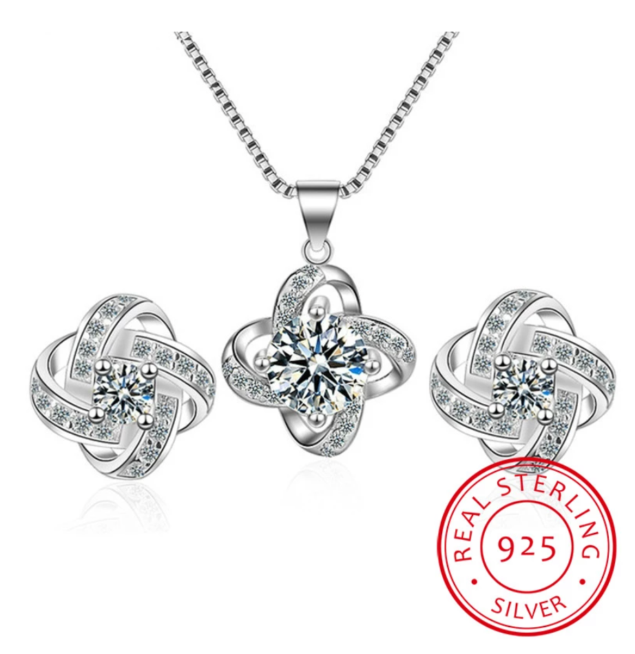Love Knot Necklace and Earrings Set-Nora Luxe