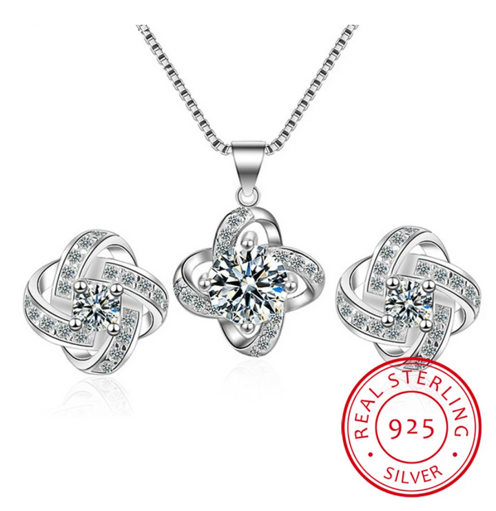 Love Knot Necklace and Earrings Set-Nora Luxe