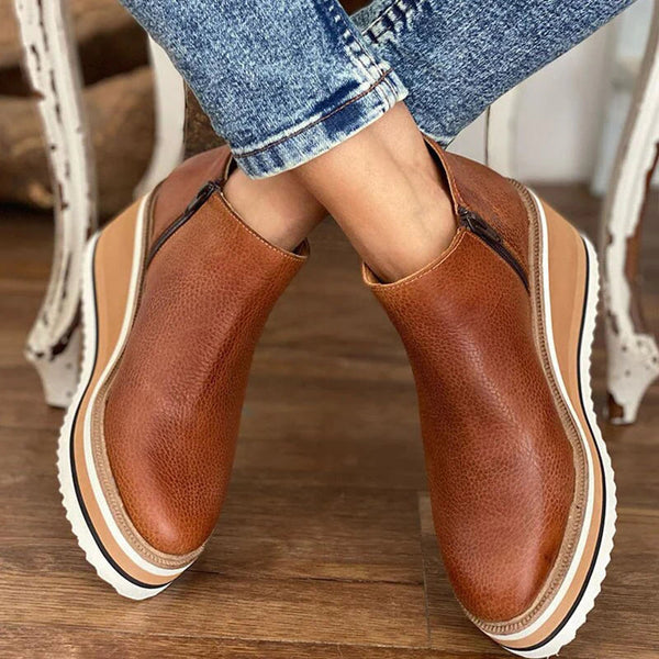 Low Ladies Ankle Boots - Elise-Dark Brown-3.0-Nora Luxe