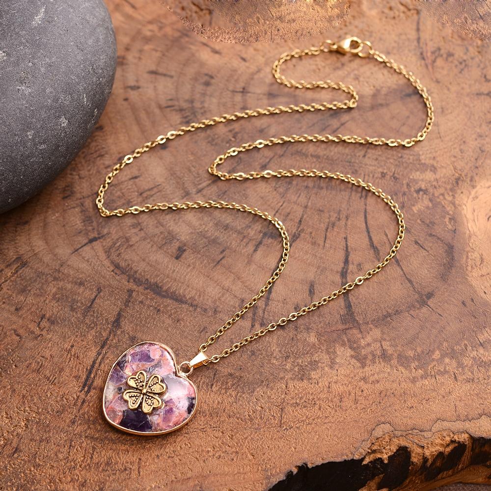 Lucky Clover Stone Necklace – Felina-Blue-Nora Luxe