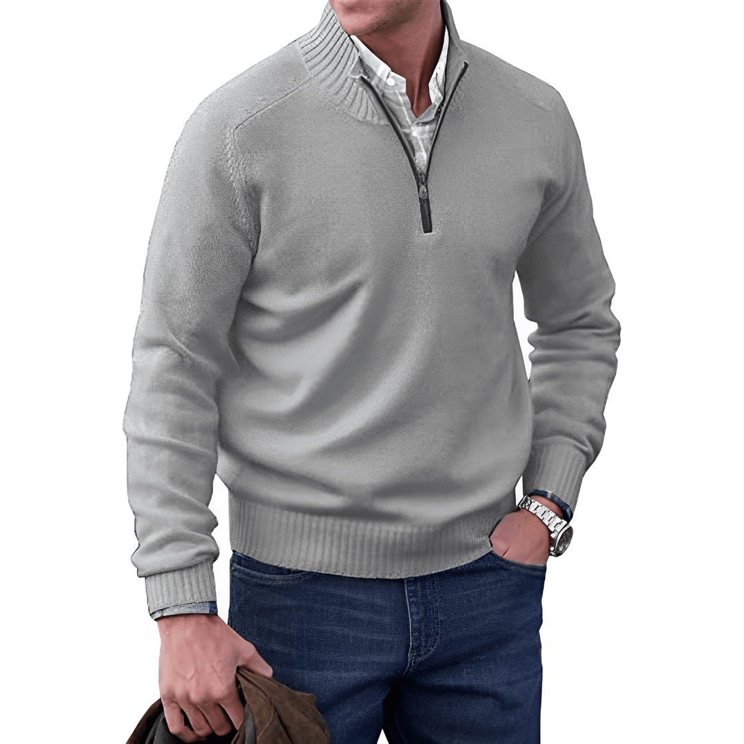 Luxurious and Comfortable Men's Sweater - Logan-Light Gray-M-Nora Luxe