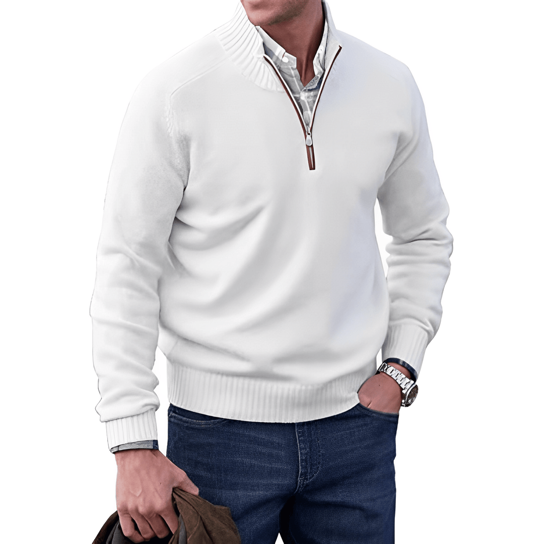 Luxurious and Comfortable Men's Sweater - Logan-White-M-Nora Luxe
