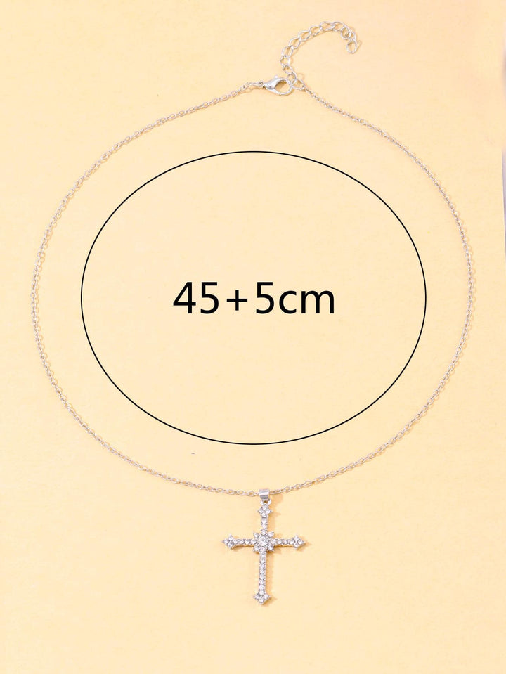 LUXURIOUS CROSS PENDANT NECKLACE WITH ZIRCON CRYSTAL-Nora Luxe