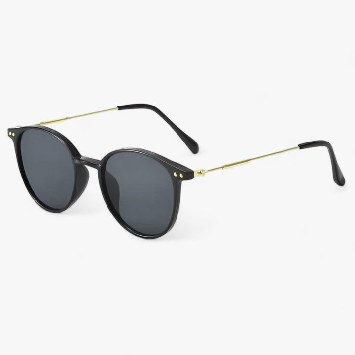 Luxurious women's sunglasses with a round frame – Liora-Black-Nora Luxe