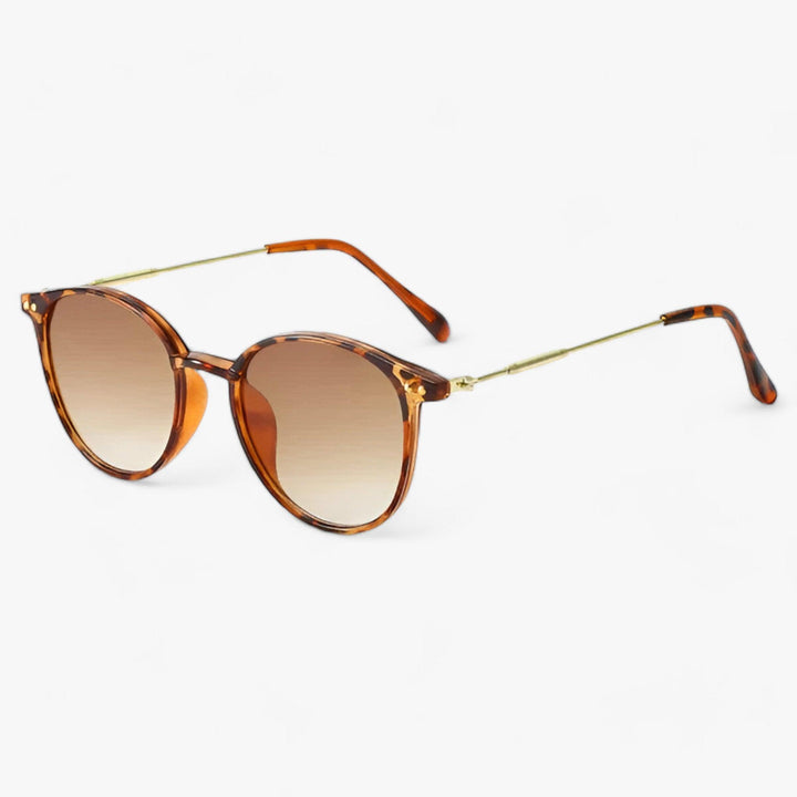 Luxurious women's sunglasses with a round frame – Liora-Leopard Brown-Nora Luxe
