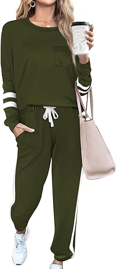 Luxury 2-Piece Jogging Outfit - Lisa-Olive Green-S-Nora Luxe