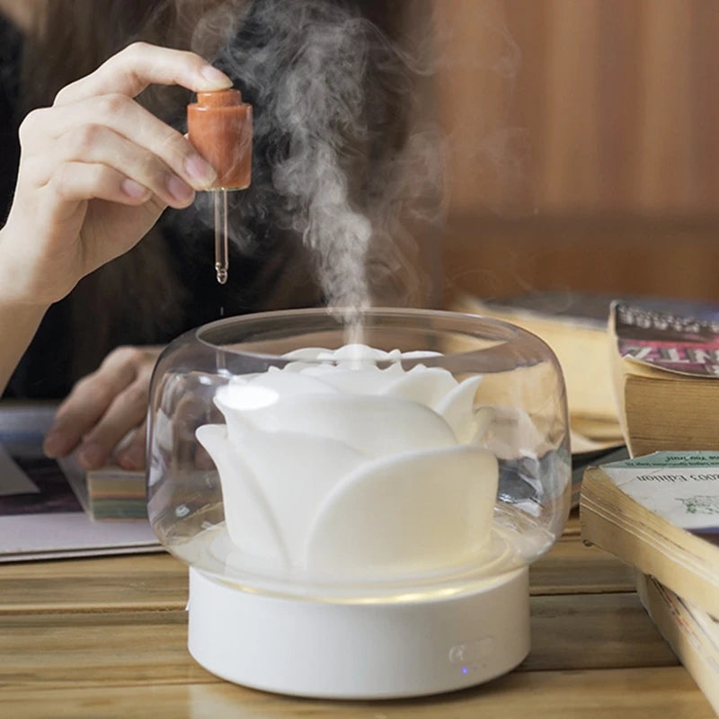 Luxury Aroma Diffuser with LED lighting - AromaGlow-Iceberg-White-Nora Luxe