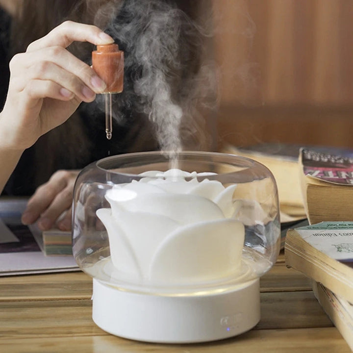 Luxury Aroma Diffuser with LED lighting - AromaGlow-Iceberg-White-Nora Luxe