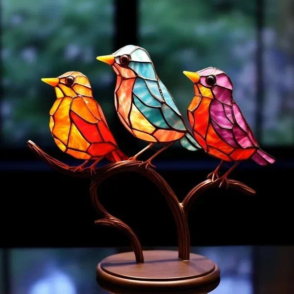 Luxury Bird Figurines in Colored Glass - EleganBird-3 Birds (type2)-Nora Luxe