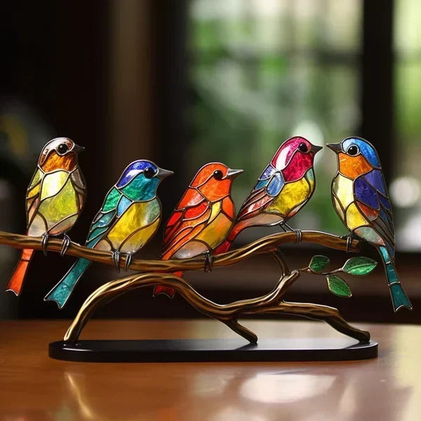 Luxury Bird Figurines in Colored Glass - EleganBird-5 Birds-Nora Luxe