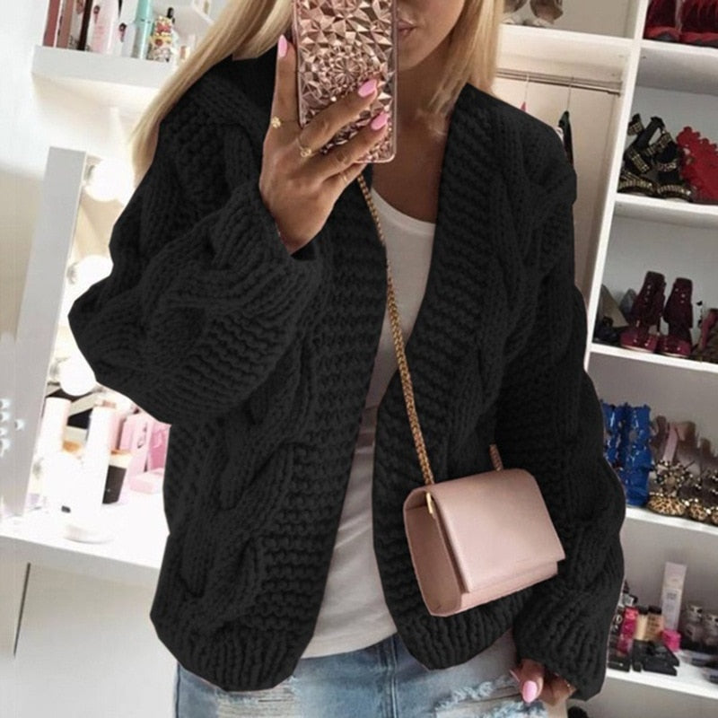 Luxury Cashmere Ladies Cardigan - Camille-Black-S-Nora Luxe
