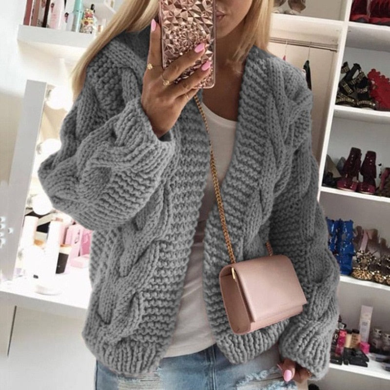 Luxury Cashmere Ladies Cardigan - Camille-Gray-S-Nora Luxe