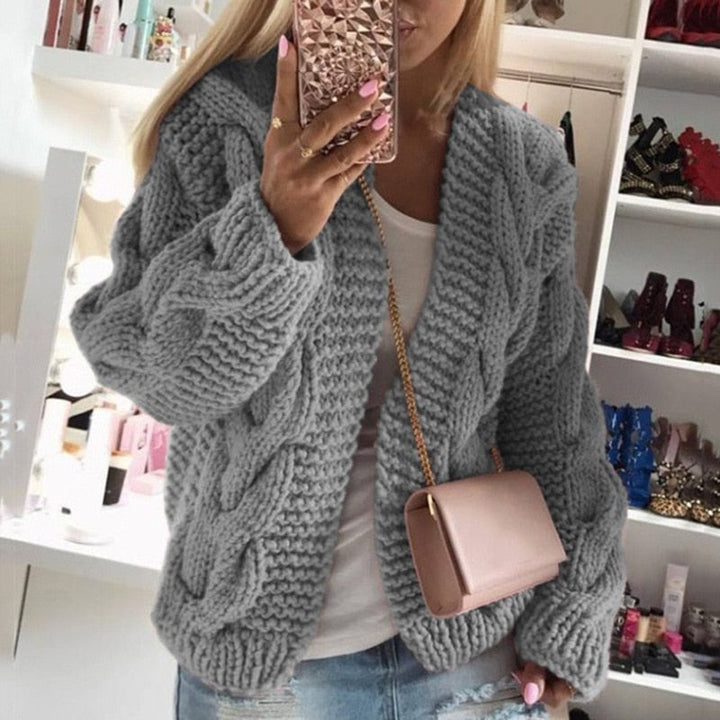 Luxury Cashmere Ladies Cardigan - Camille-Gray-S-Nora Luxe