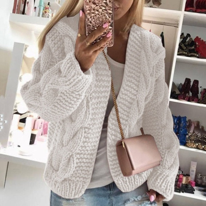 Luxury Cashmere Ladies Cardigan - Camille-White-S-Nora Luxe
