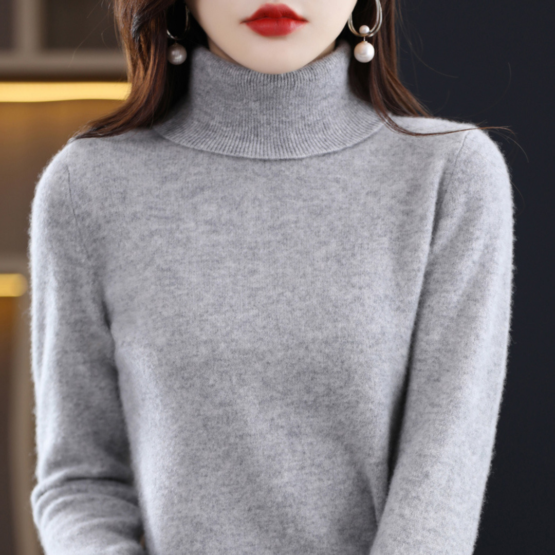 Luxury Cashmere Ladies Turtleneck - Elena-Gray-S-Nora Luxe