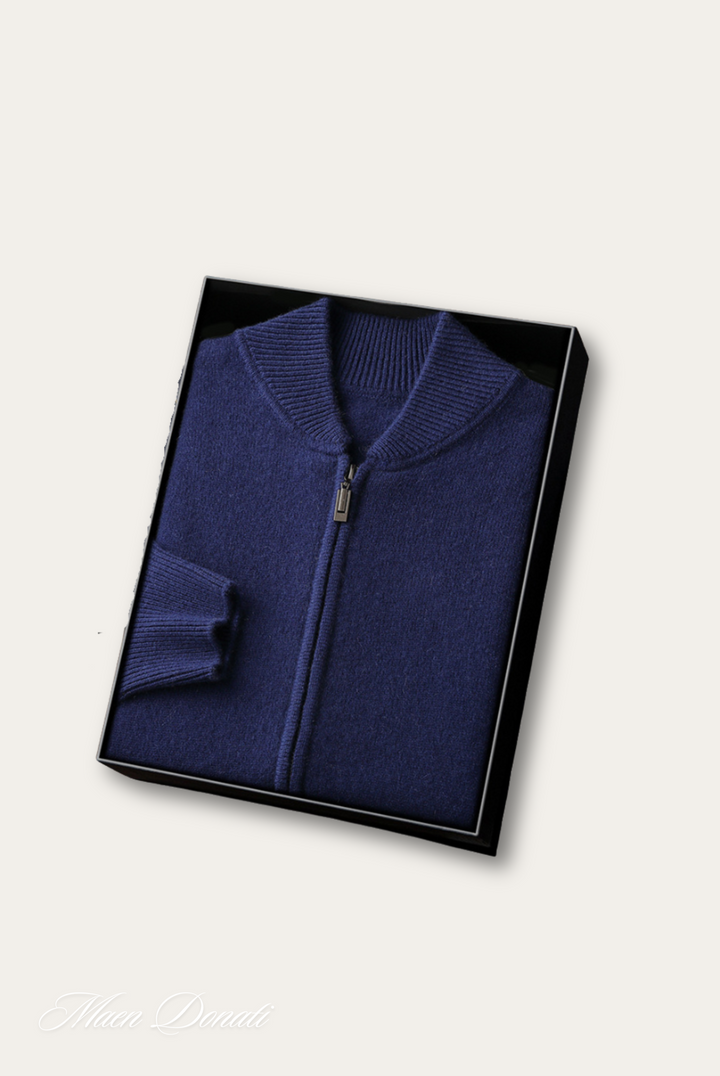 Luxury Cashmere Men's Sweater - Lucas-Blue-M-Nora Luxe