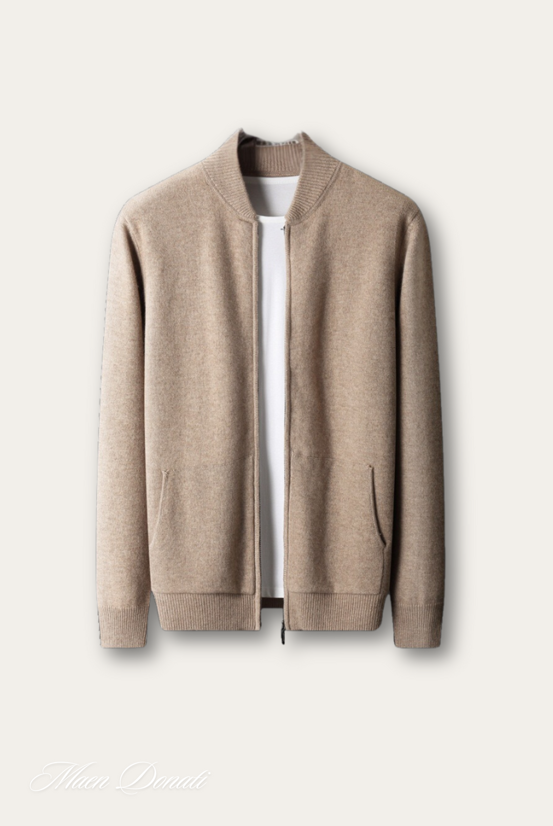 Luxury Cashmere Men's Sweater - Lucas-Light brown-M-Nora Luxe