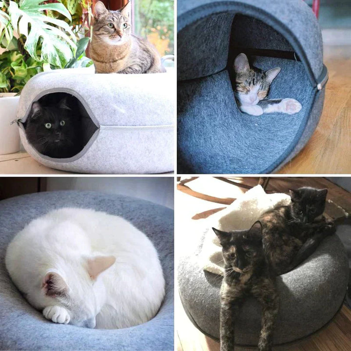 Luxury Cat Bed and Playhouse - WhiskerNest-Black-Nora Luxe