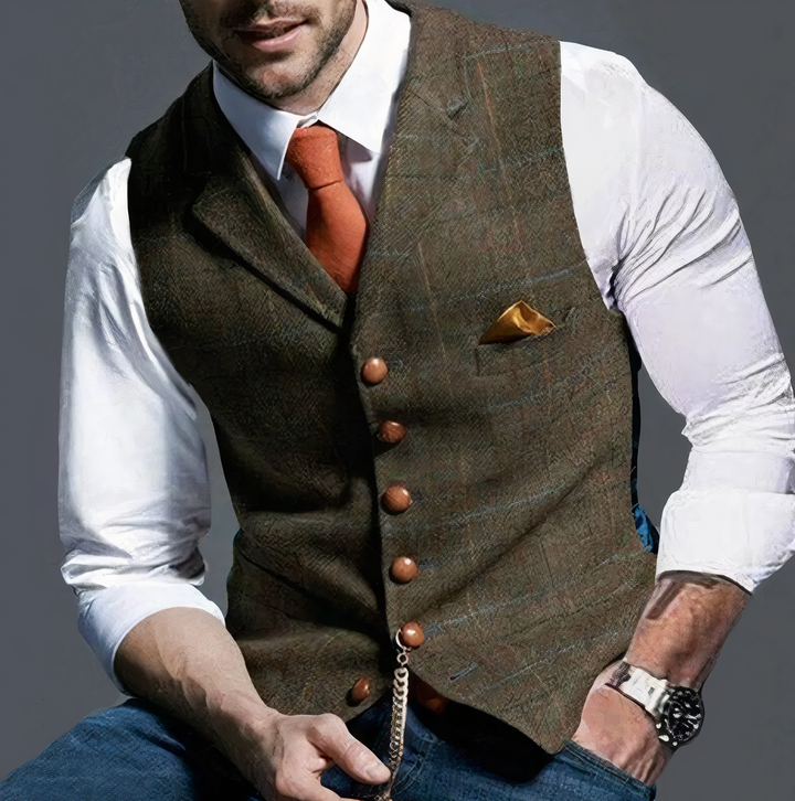 Luxury Checked Men's Gilet - Edward-Brown-S-Nora Luxe