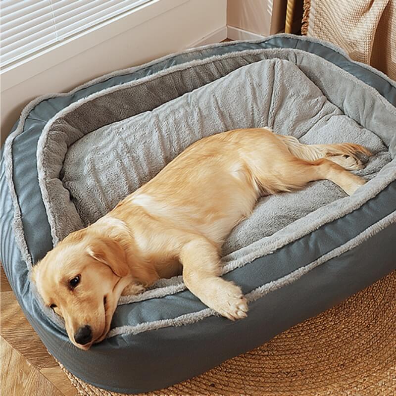 Luxury Dog Bed with Removable Cover - CozyPaw™-Dark blue-S-Nora Luxe