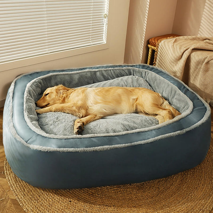 Luxury Dog Bed with Removable Cover - CozyPaw™-Dark blue-S-Nora Luxe
