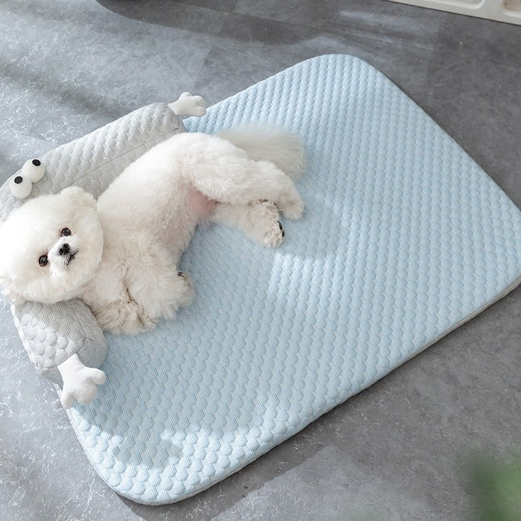 Luxury Dog Cooling Mat - ChillOut-Blue-S (17.32 x 13.78 inches)-Nora Luxe