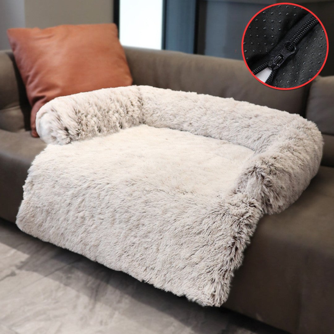 Luxury Dog Sofa Bed - PawLounge-Beige-S (35.43 x 29.53 x 5.91 inches)-Not Washable-Nora Luxe