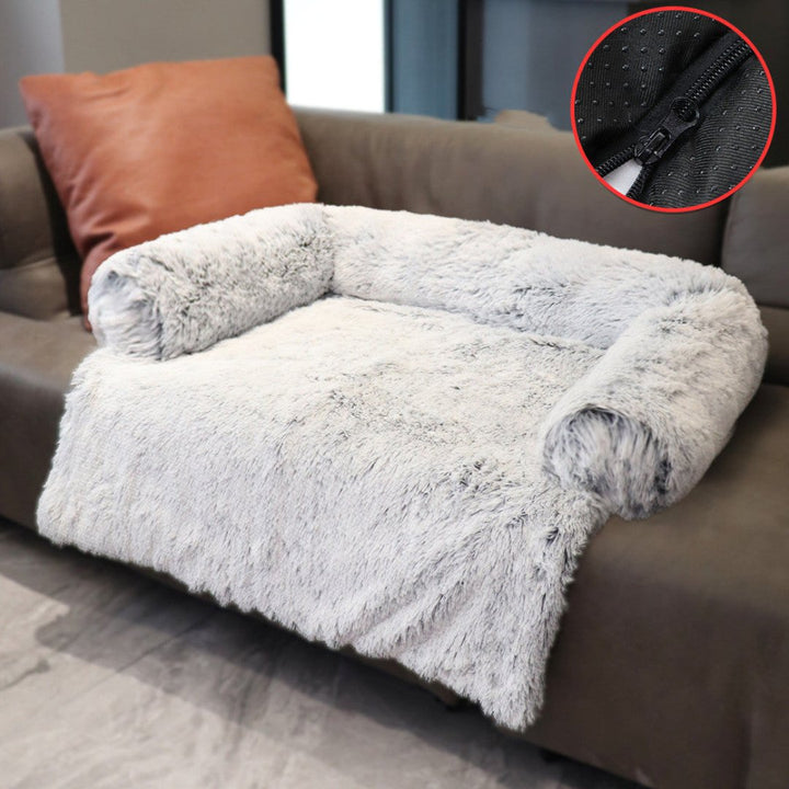 Luxury Dog Sofa Bed - PawLounge-Gray-S (35.43 x 29.53 x 5.91 inches)-Not Washable-Nora Luxe