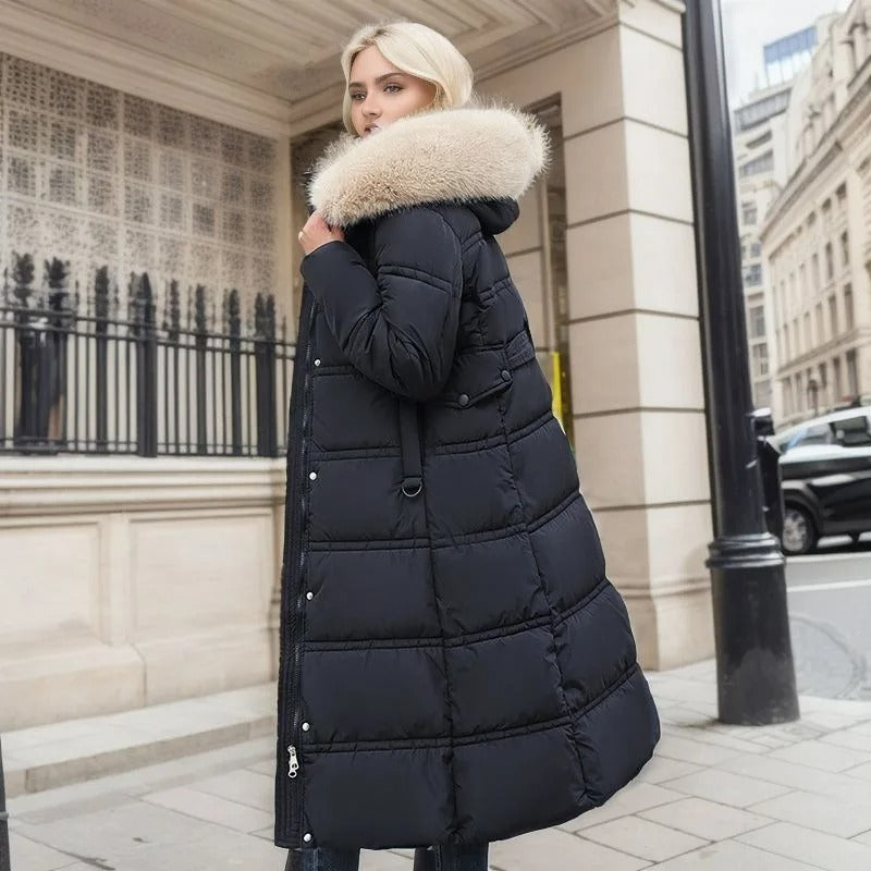 Luxury Faux Fur Winter Coat for Women - Amara-Brown-S-Nora Luxe