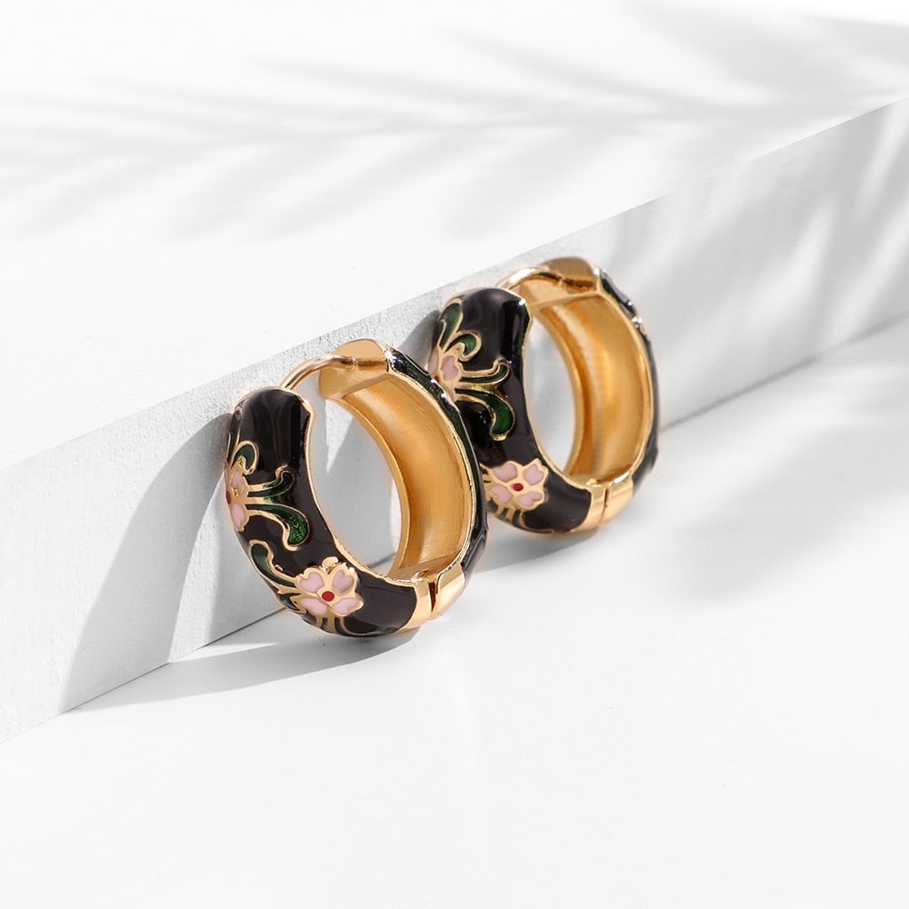 Luxury Flower Earrings - Roselle-Black-Nora Luxe