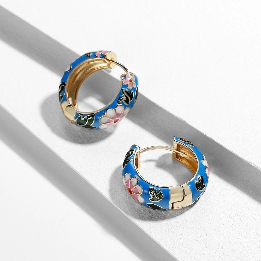 Luxury Flower Earrings - Roselle-Blue-Nora Luxe