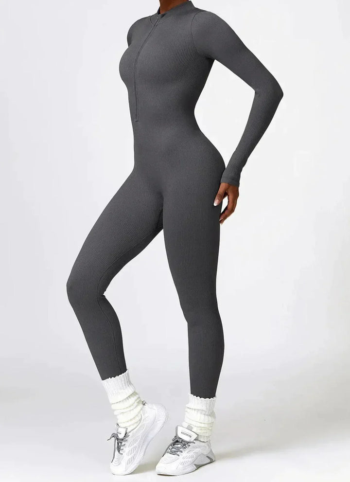 Luxury Full-Body Romper with Long Sleeves - Lisa-Black-XS-Nora Luxe