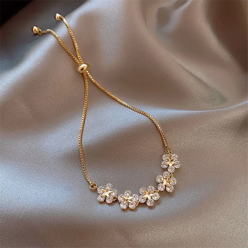 Luxury Gold Crystal Flower Bracelet - Rosalind-Nora Luxe