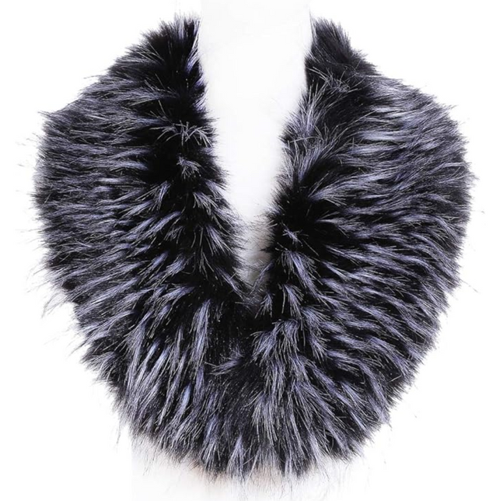 Luxury Imitation Fur Neck Warmer Scarf - Daisy-Black - White-Nora Luxe